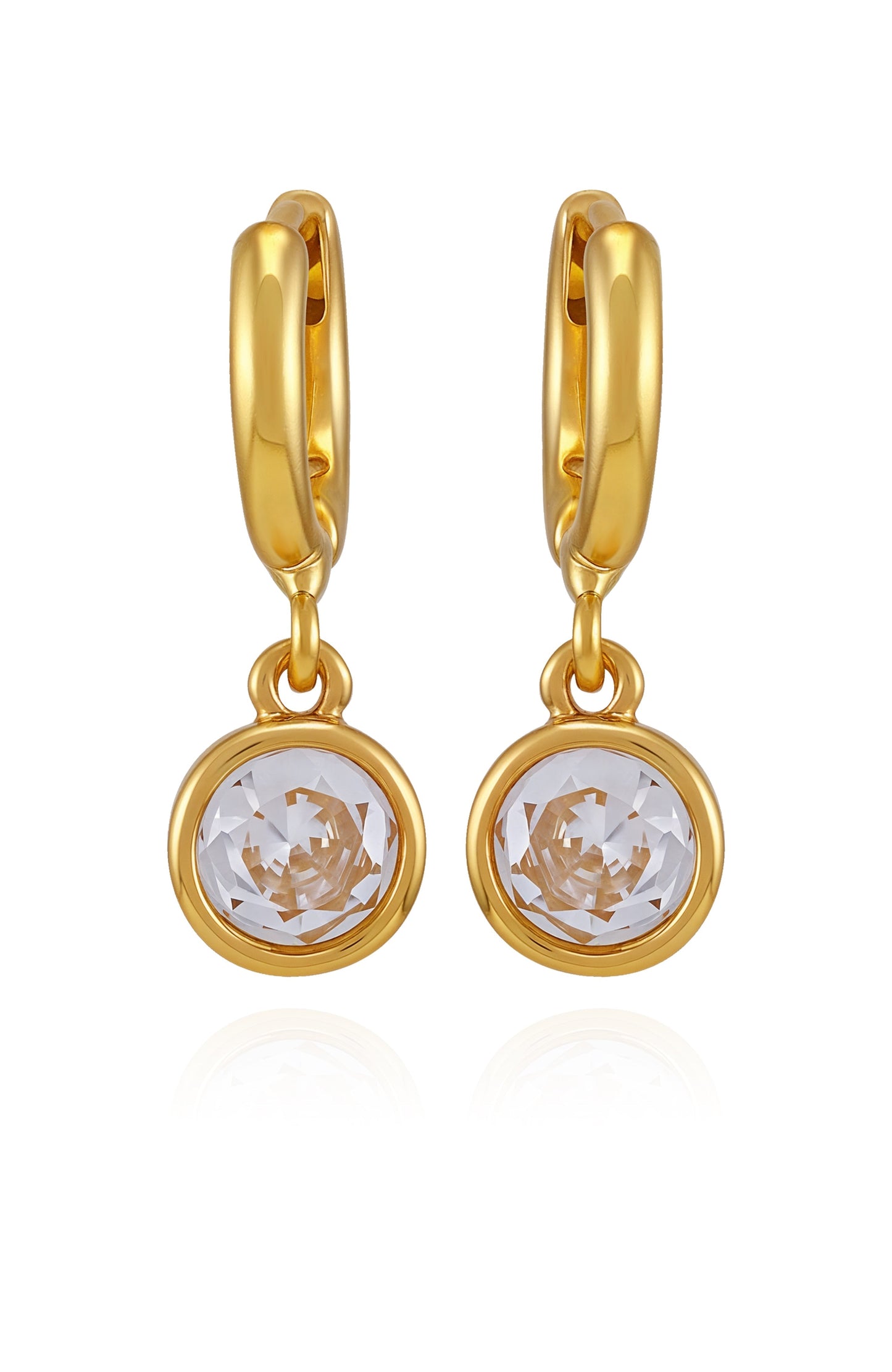 Vince Camuto Gold Tone Cubic Zirconia Drop Huggie Hoop Earrings Gold Tone