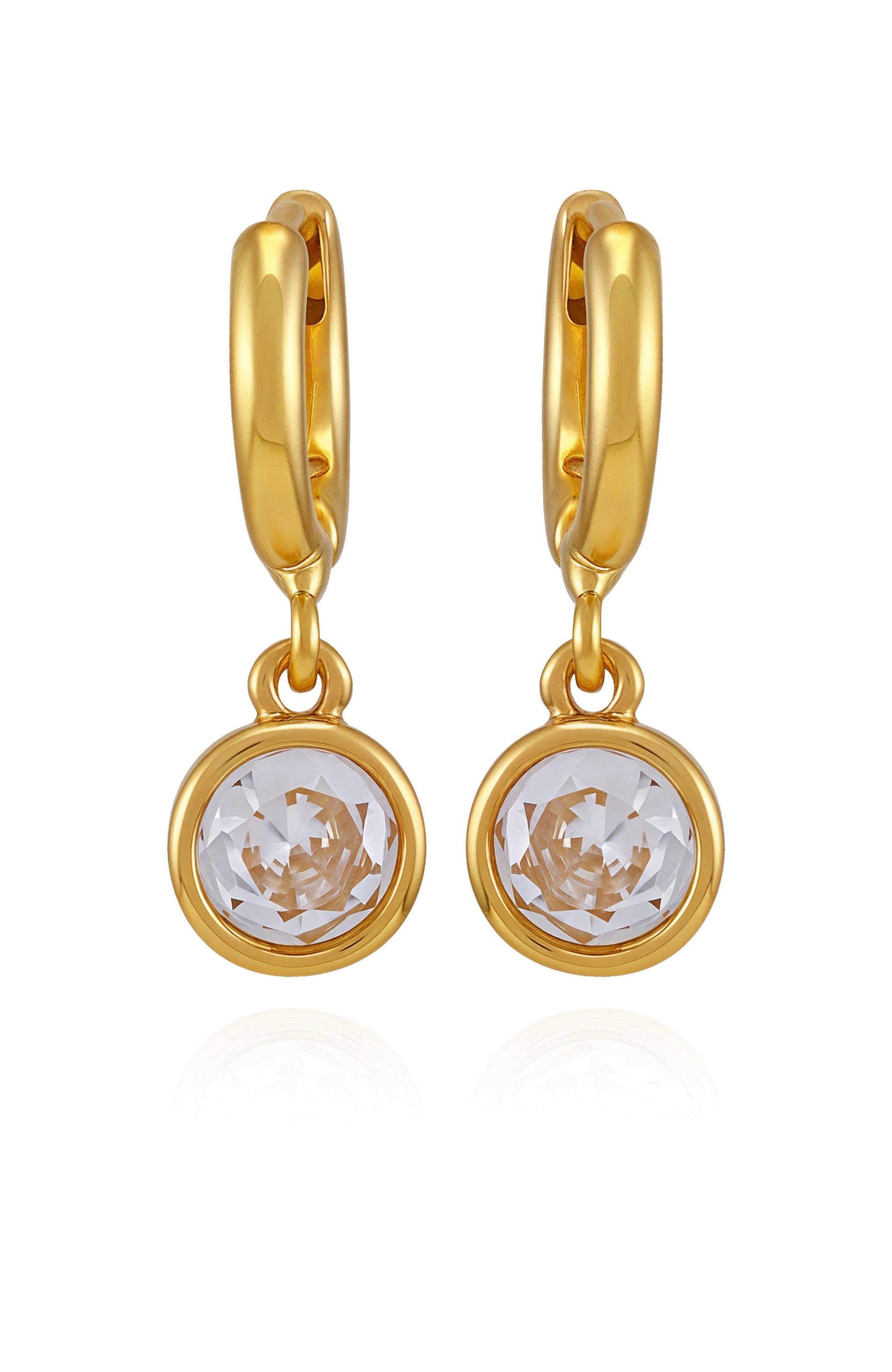 Vince Camuto Gold Tone Cubic Zirconia Drop Huggie Hoop Earrings Gold Tone