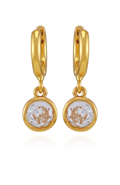 Vince Camuto Gold Tone Cubic Zirconia Drop Huggie Hoop Earrings Gold Tone