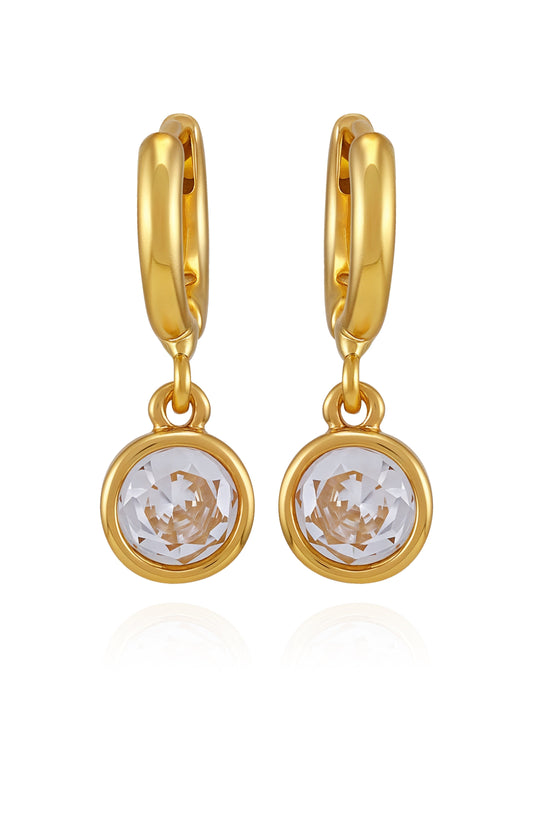 Vince Camuto Gold Tone Cubic Zirconia Drop Huggie Hoop Earrings Gold Tone