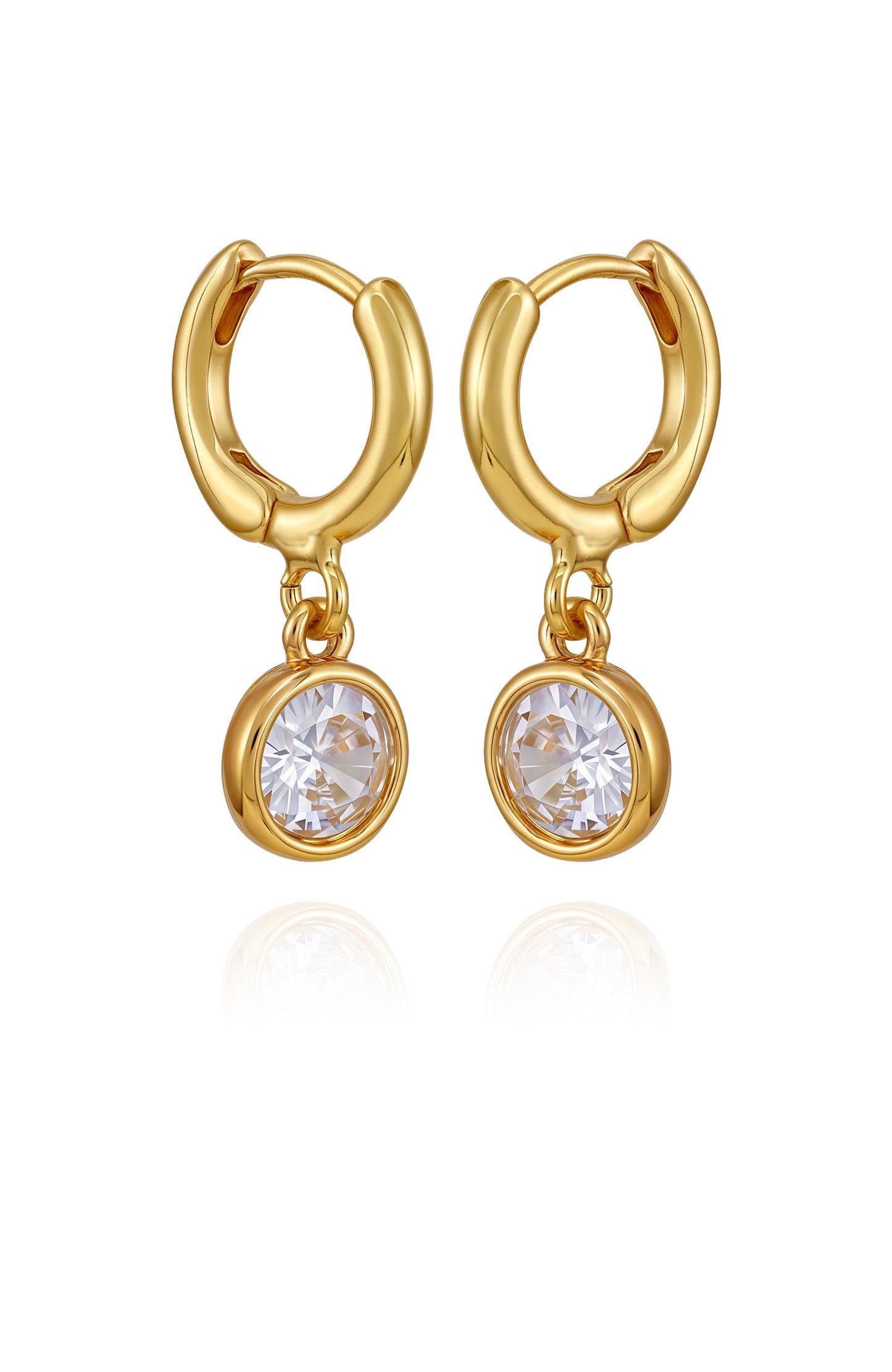 Vince Camuto Gold Tone Cubic Zirconia Drop Huggie Hoop Earrings Gold Tone