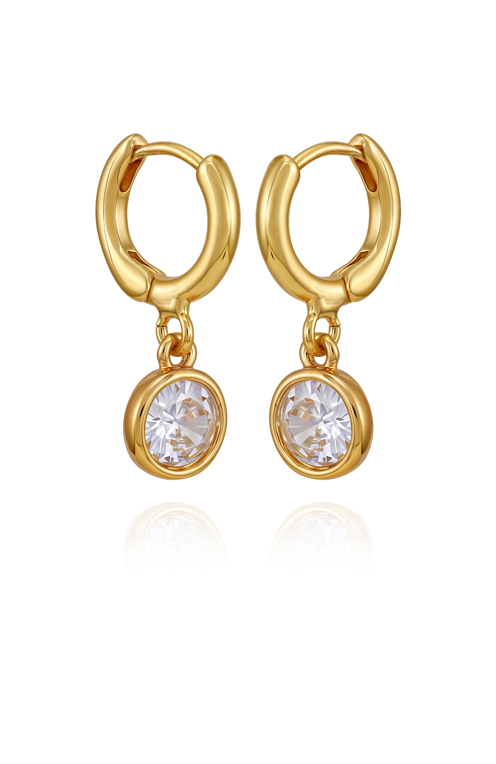 Vince Camuto Gold Tone Cubic Zirconia Drop Huggie Hoop Earrings Gold Tone