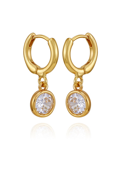 Vince Camuto Gold Tone Cubic Zirconia Drop Huggie Hoop Earrings Gold Tone