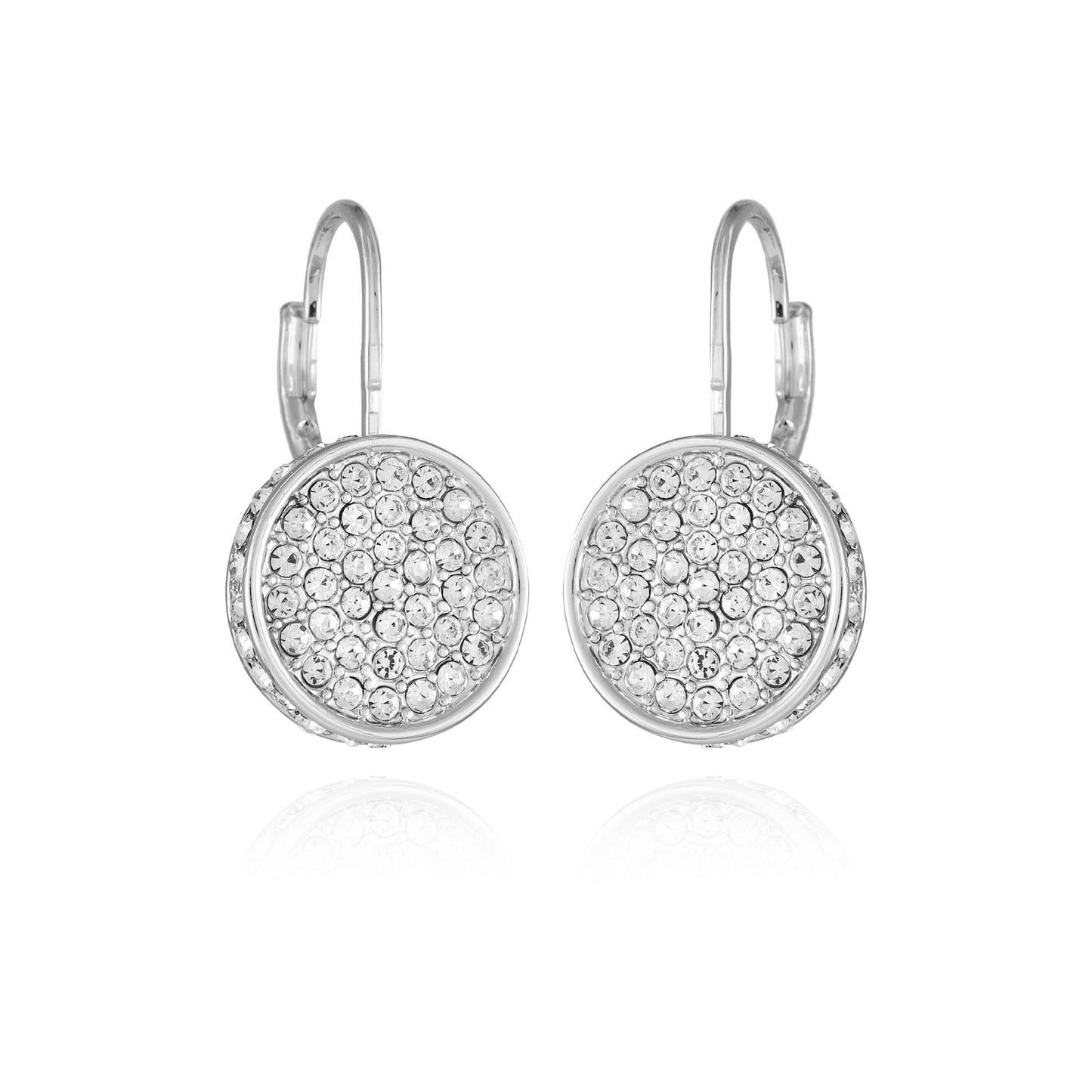 Vince Camuto Silvertone Glass Stone Coin Leverback Earrings Silver Tone