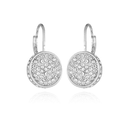 Vince Camuto Silvertone Glass Stone Coin Leverback Earrings Silver Tone