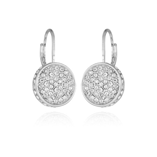 Vince Camuto Silvertone Glass Stone Coin Leverback Earrings Silver Tone