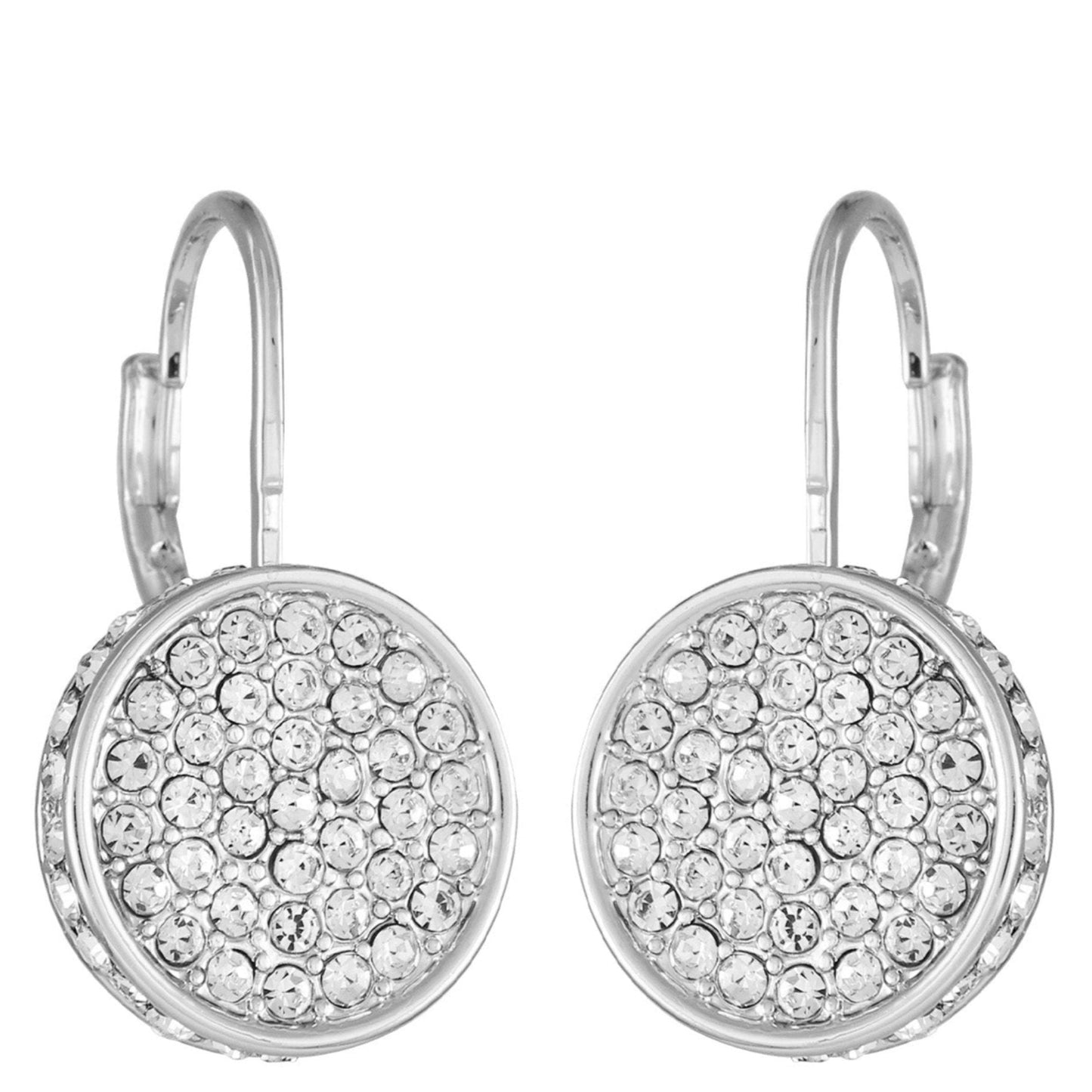 Vince Camuto Silvertone Glass Stone Coin Leverback Earrings Silver Tone