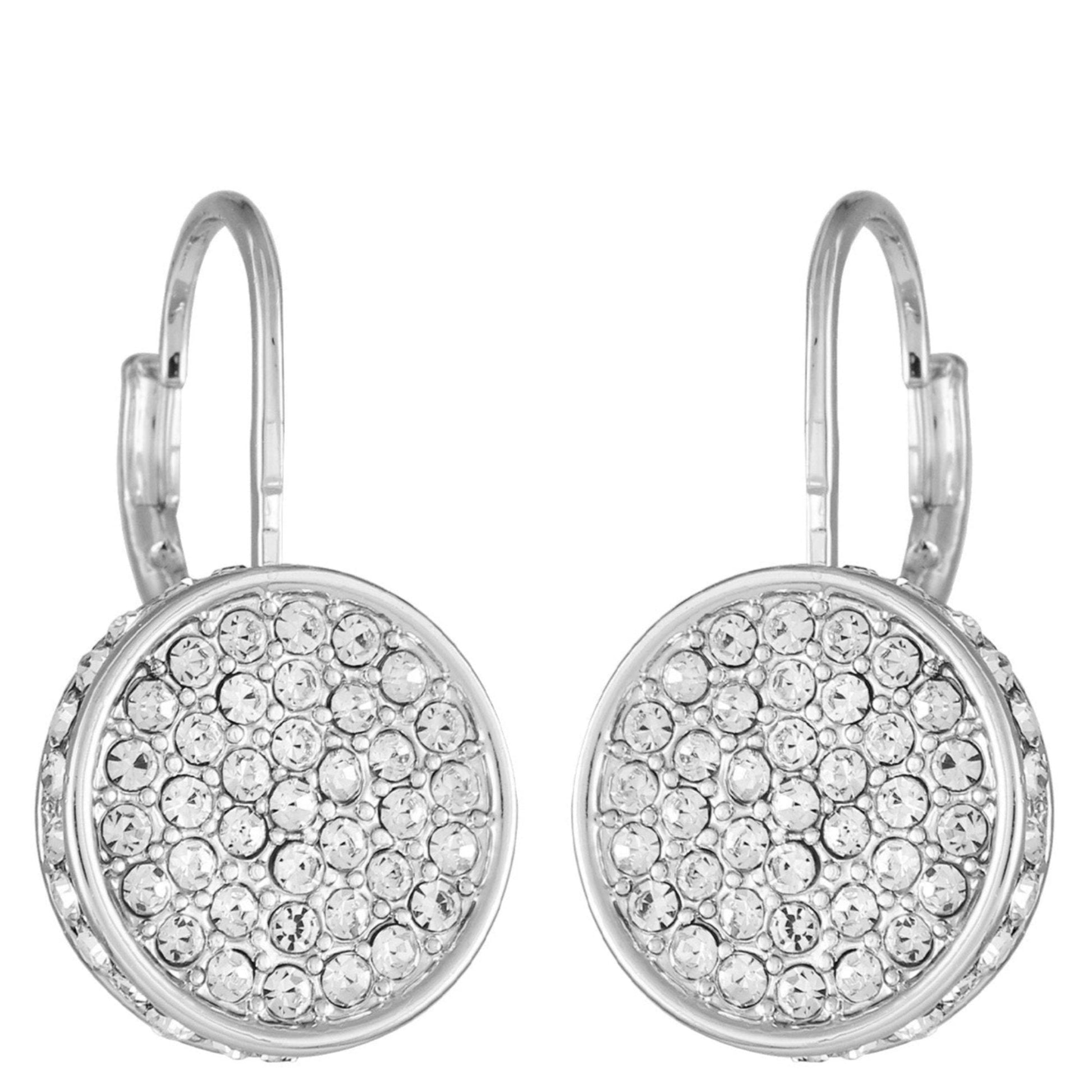 Vince Camuto Silvertone Glass Stone Coin Leverback Earrings Silver Tone