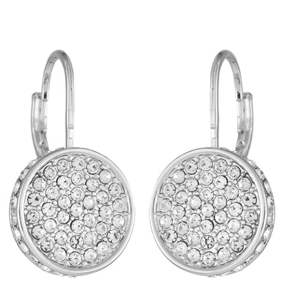 Vince Camuto Silvertone Glass Stone Coin Leverback Earrings Silver Tone