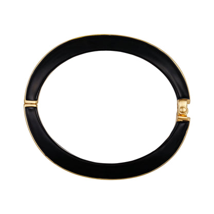 Vince Camuto Hinged Cuff Bracelet Black Gold Tone