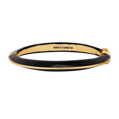 Vince Camuto Hinged Cuff Bracelet Black Gold Tone