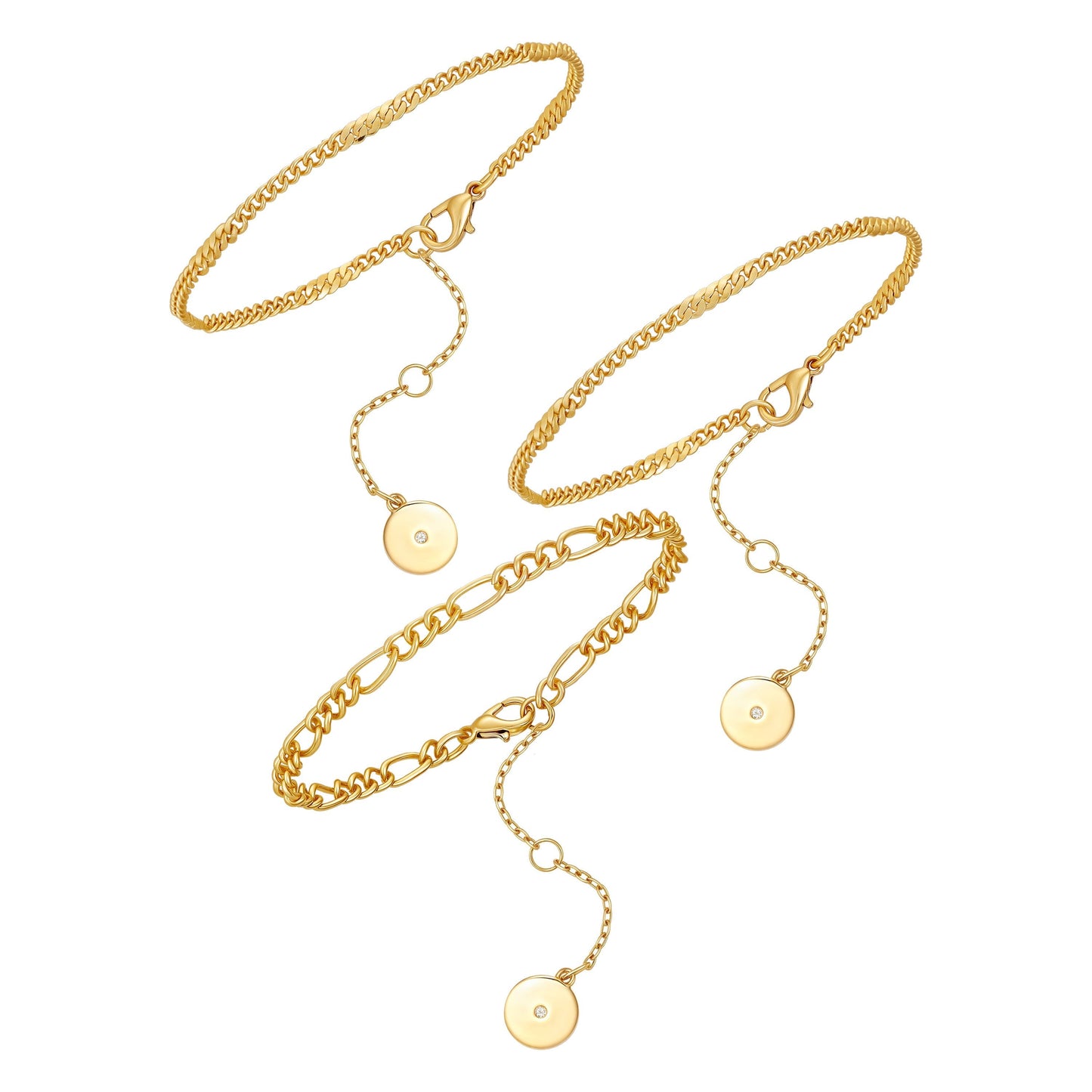 Vince Camuto 3 Piece Goldtone Chain Bracelets Two Tone