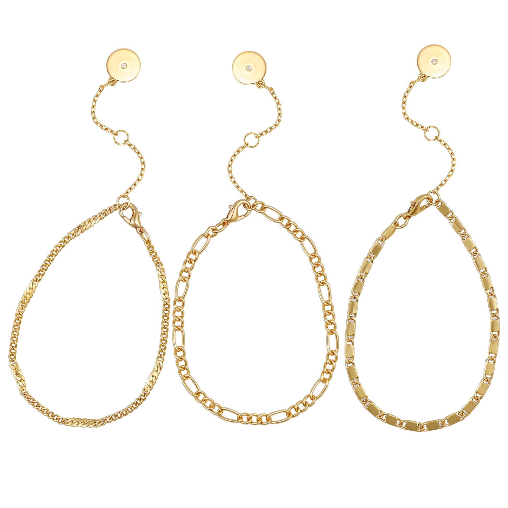 Vince Camuto 3 Piece Goldtone Chain Bracelets Two Tone