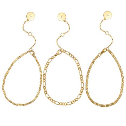Vince Camuto 3 Piece Goldtone Chain Bracelets Two Tone