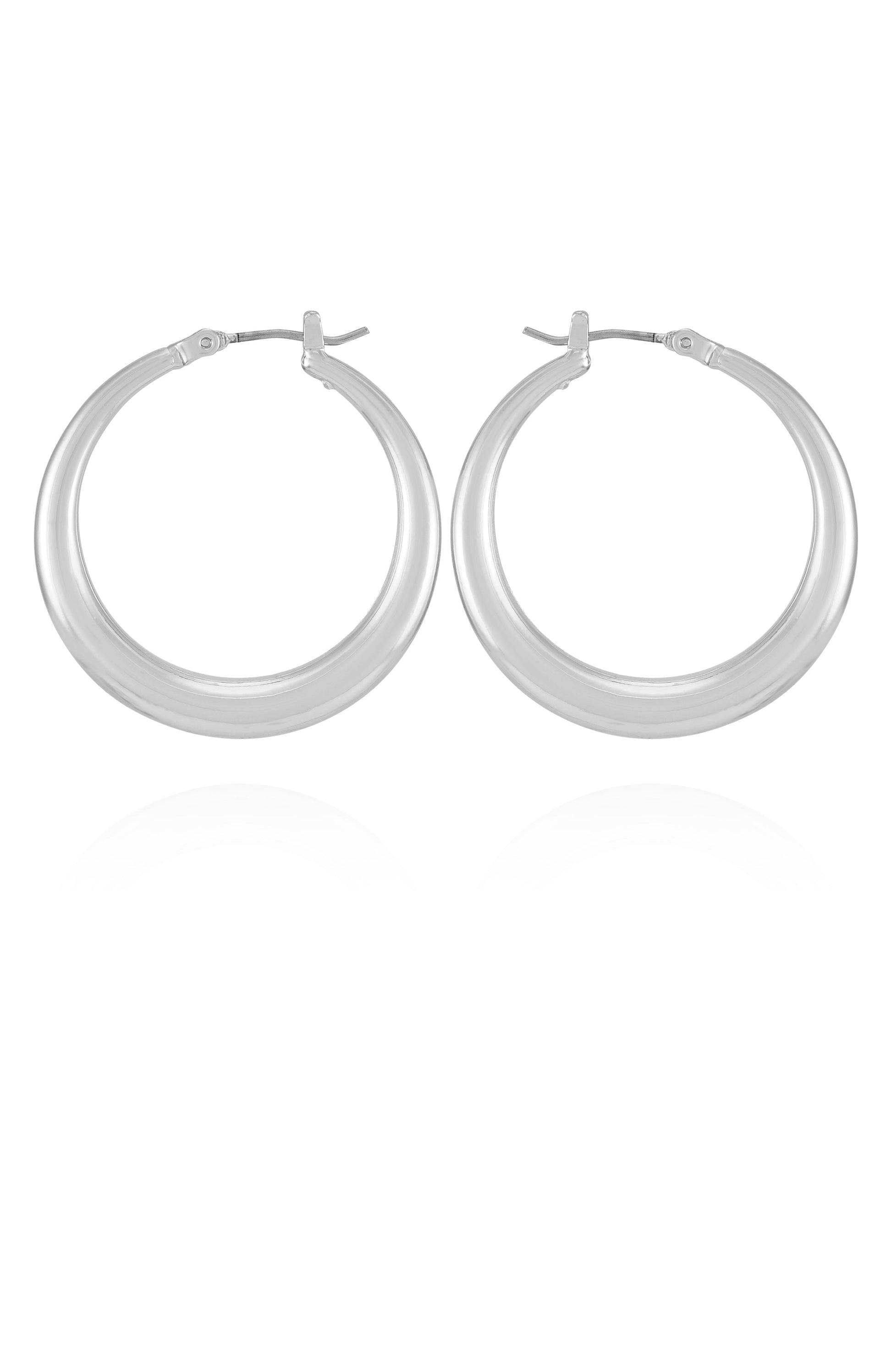 Vince Camuto Classic Silvertone Hoop Earrings Silver Tone