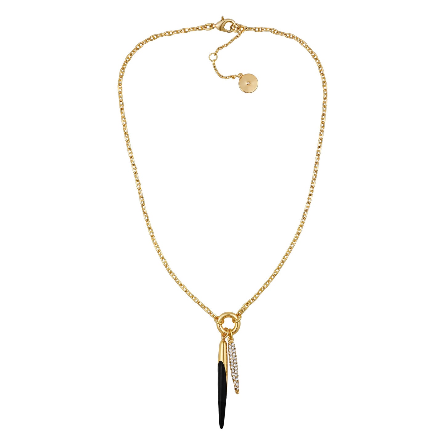Vince Camuto Pendant Necklace With Black And Crystal Accents Gold Tone