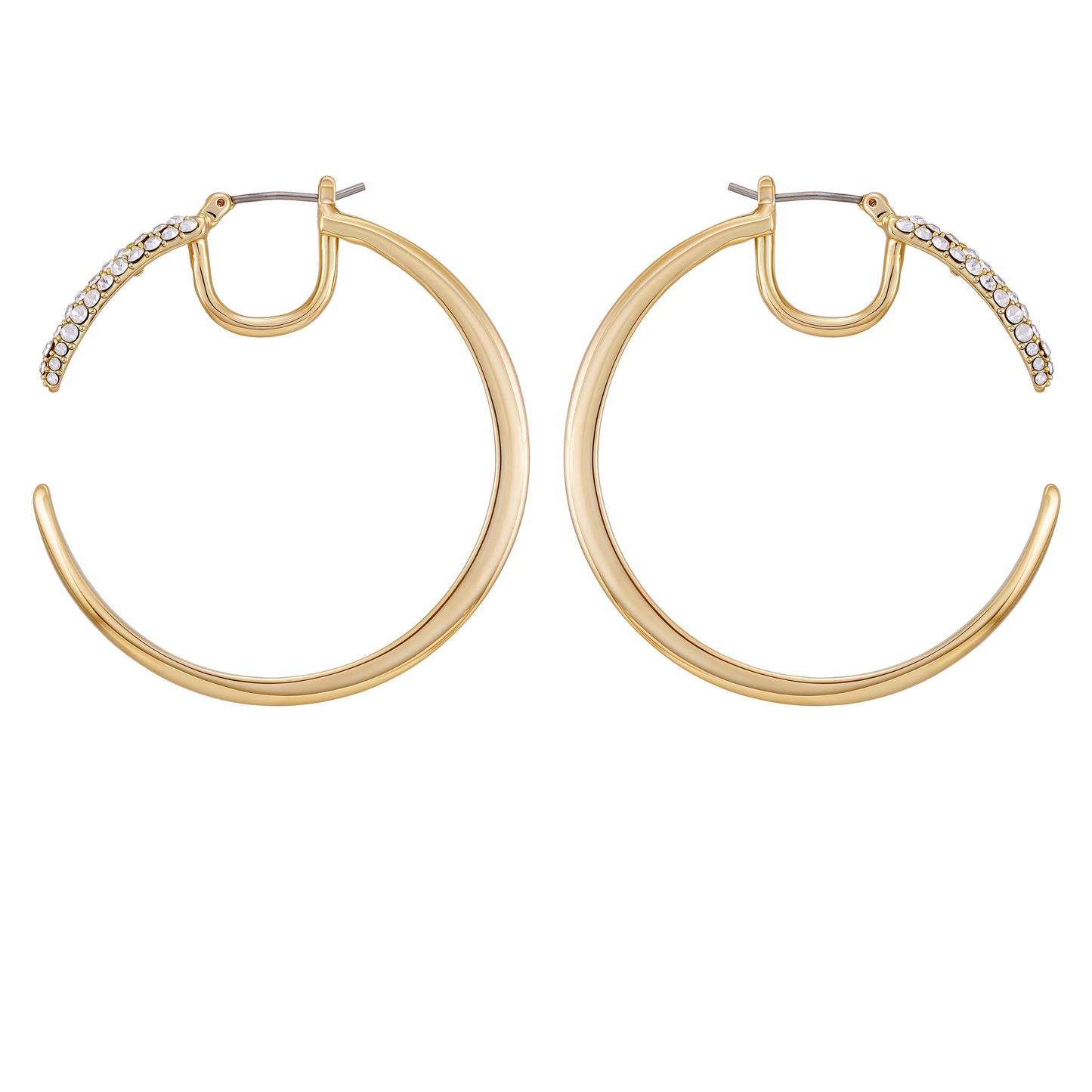 Vince Camuto Crystal Pavé Large Hoop Earrings Gold Tone