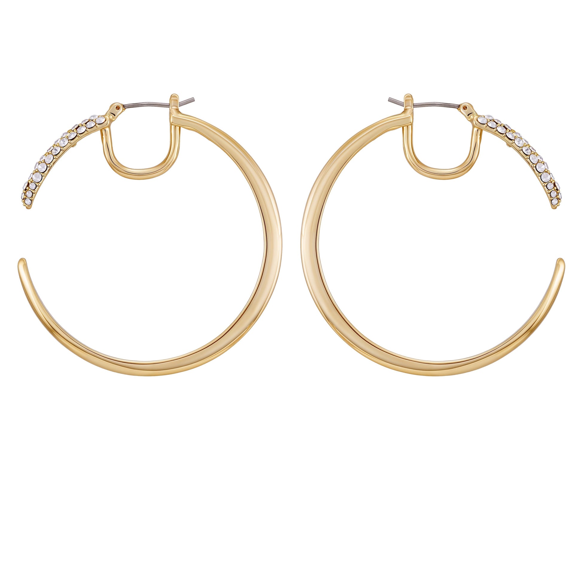 Vince Camuto Crystal Pavé Large Hoop Earrings Gold Tone