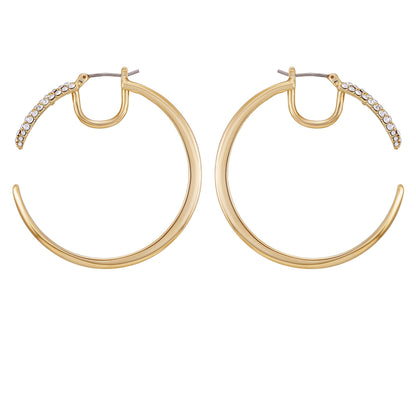 Vince Camuto Crystal Pavé Large Hoop Earrings Gold Tone