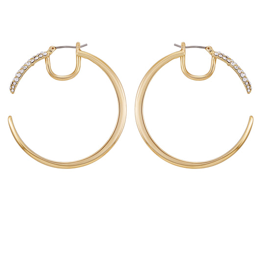 Vince Camuto Crystal Pavé Large Hoop Earrings Gold Tone