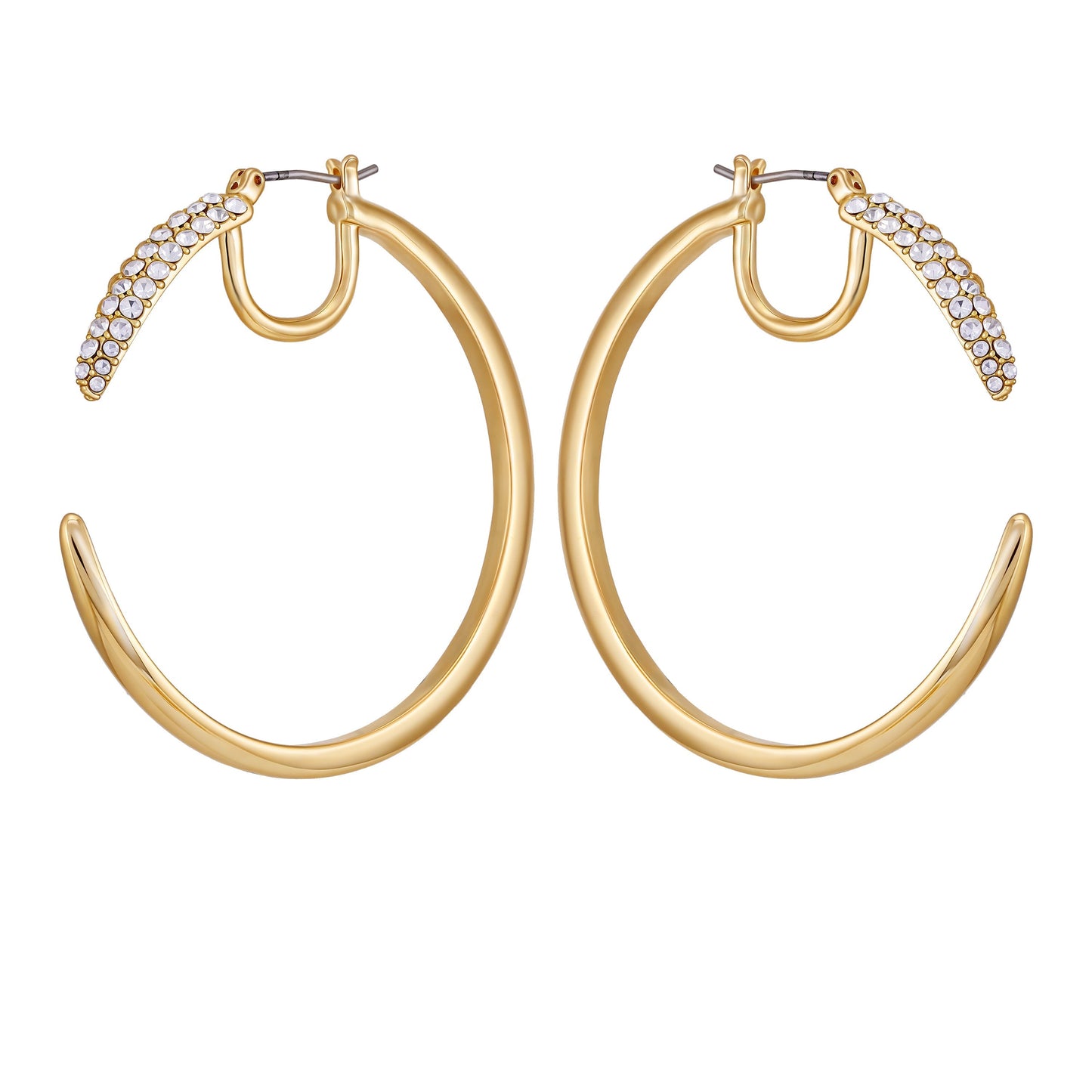 Vince Camuto Crystal Pavé Large Hoop Earrings Gold Tone