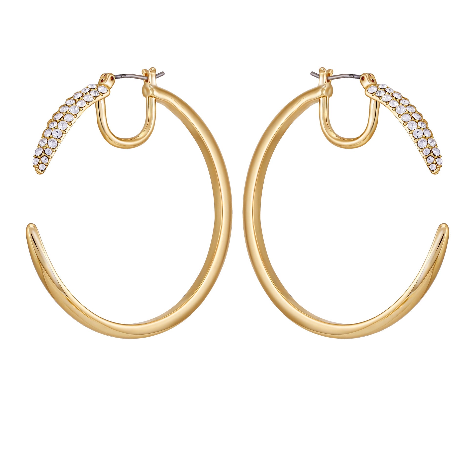 Vince Camuto Crystal Pavé Large Hoop Earrings Gold Tone