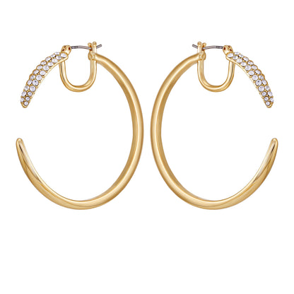 Vince Camuto Crystal Pavé Large Hoop Earrings Gold Tone