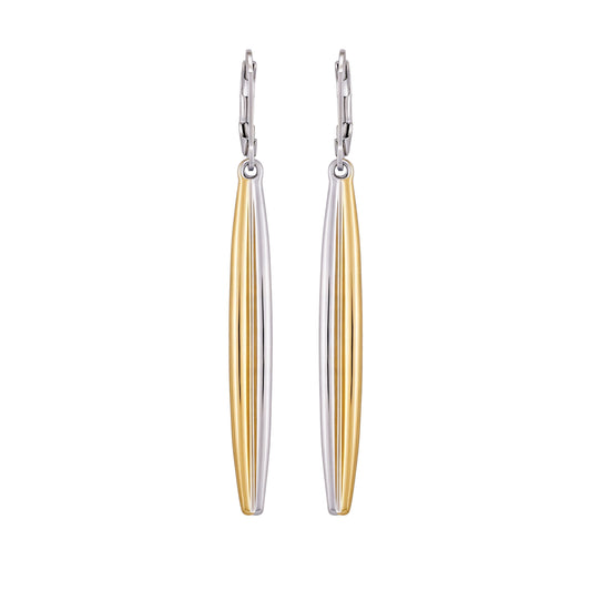 Vince Camuto Two Tone Elongated Hoop Earrings Two Tone