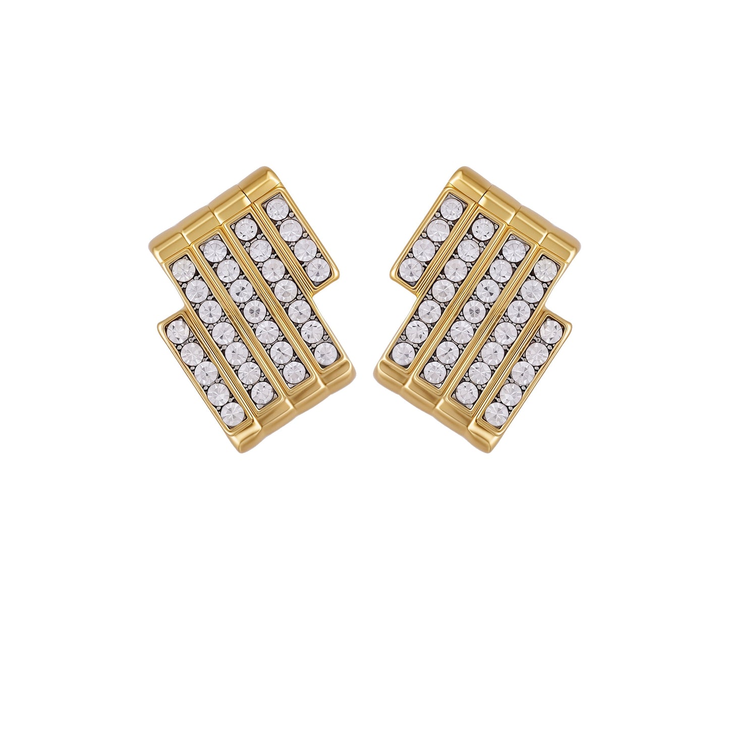 Vince Camuto Crystal Bar Stud Earrings Two Tone
