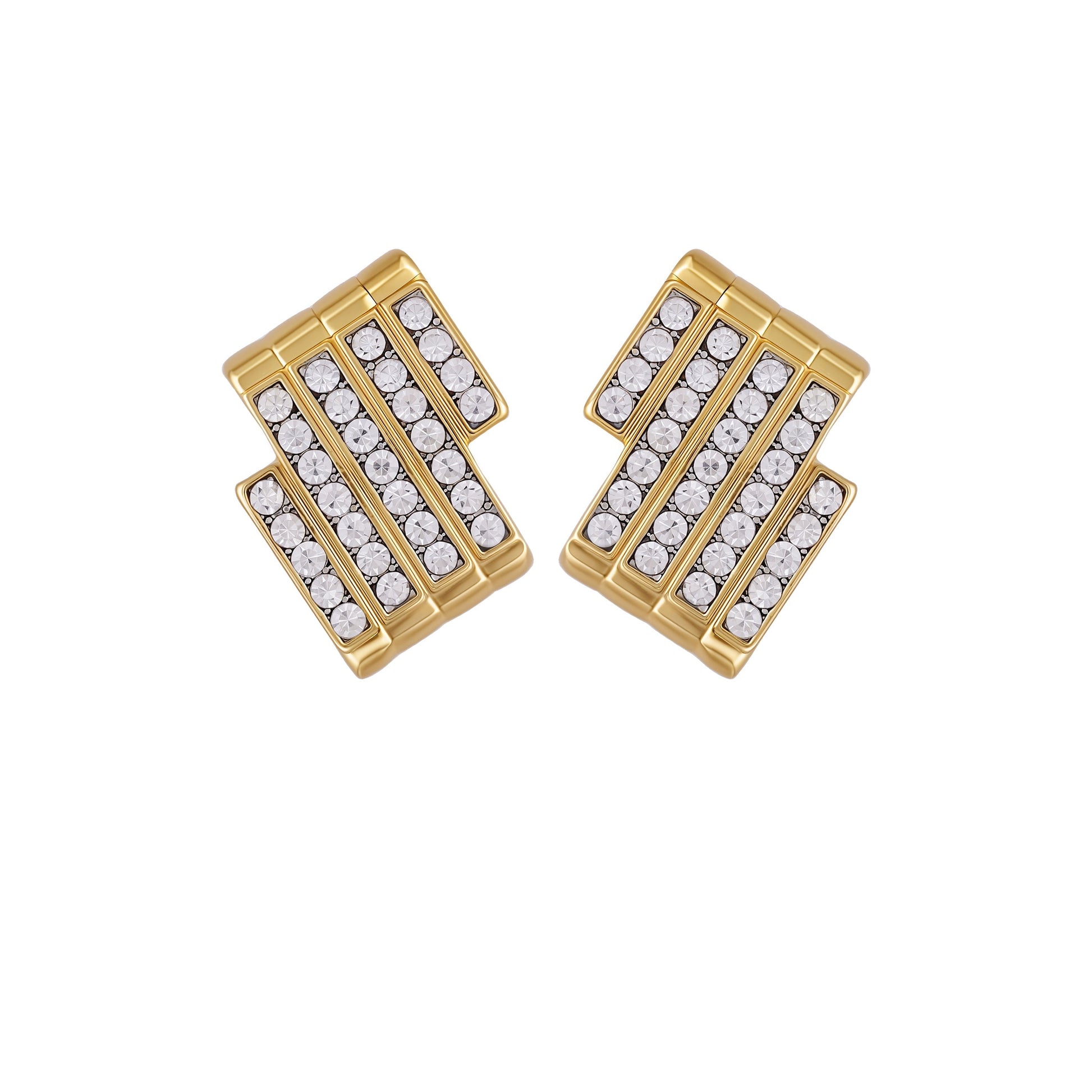 Vince Camuto Crystal Bar Stud Earrings Two Tone