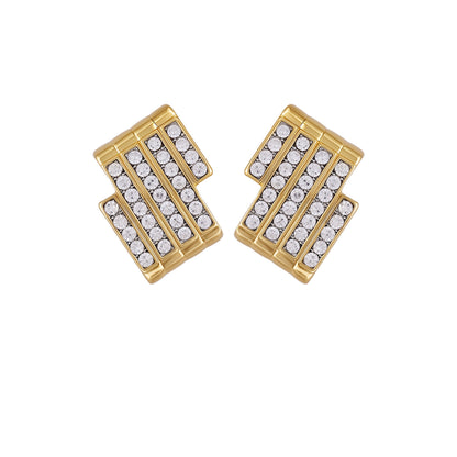 Vince Camuto Crystal Bar Stud Earrings Two Tone