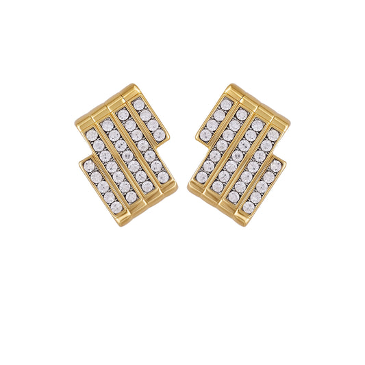 Vince Camuto Crystal Bar Stud Earrings Two Tone