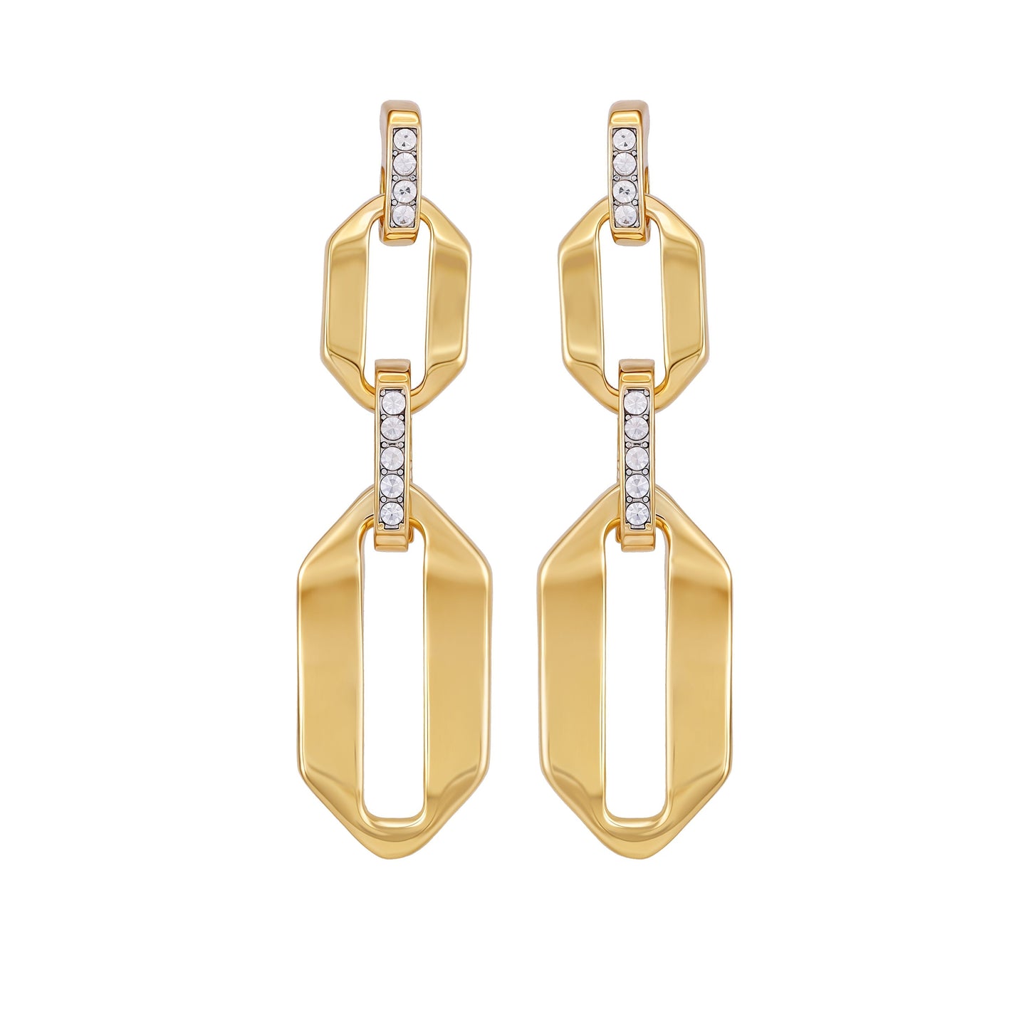 Vince Camuto Goldtone And Crystal Link Drop Earrings Two Tone