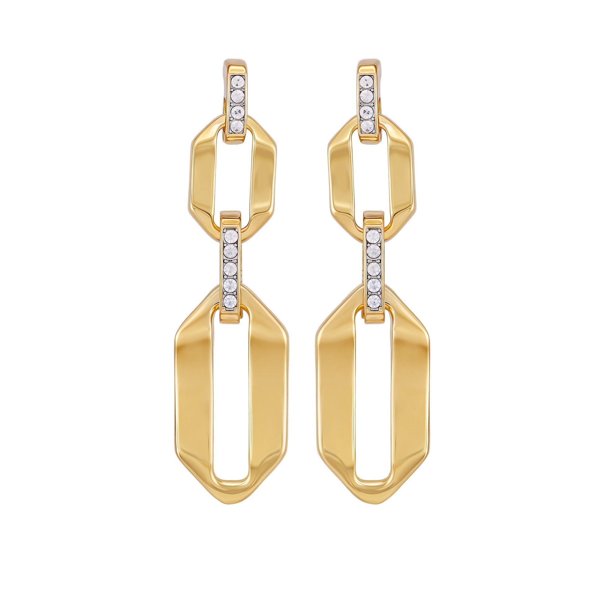 Vince Camuto Goldtone And Crystal Link Drop Earrings Two Tone