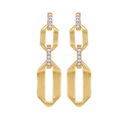Vince Camuto Goldtone And Crystal Link Drop Earrings Two Tone