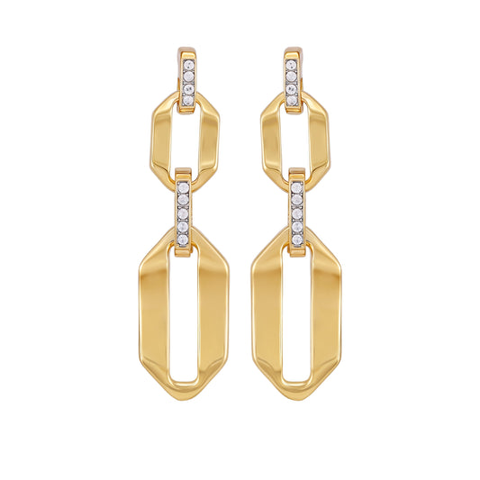 Vince Camuto Goldtone And Crystal Link Drop Earrings Two Tone