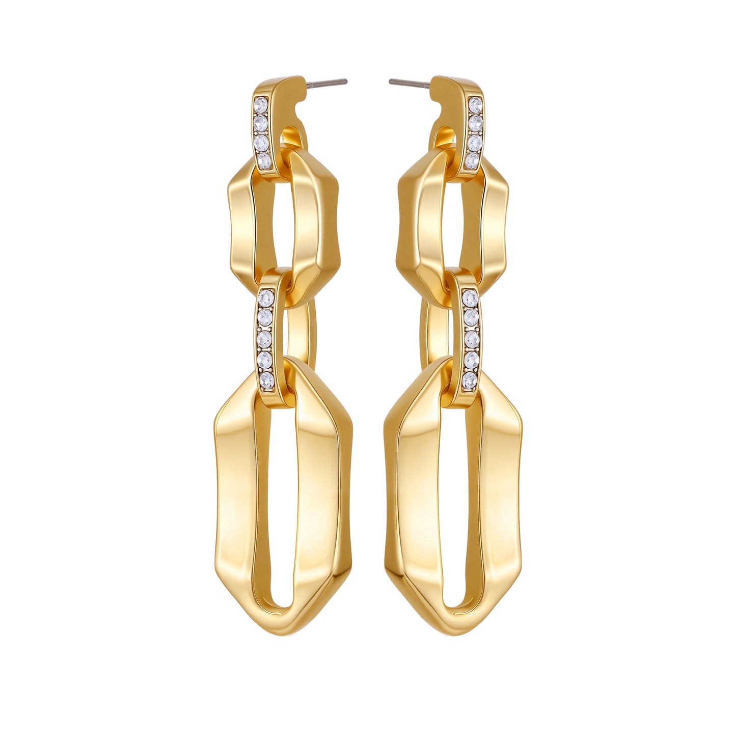 Vince Camuto Goldtone And Crystal Link Drop Earrings Two Tone