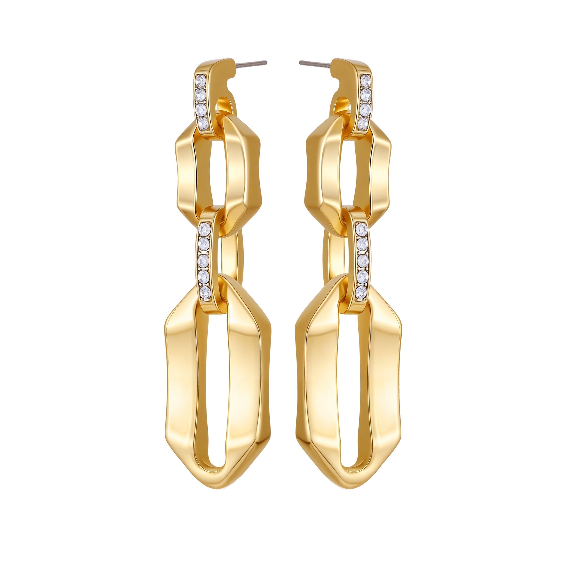 Vince Camuto Goldtone And Crystal Link Drop Earrings Two Tone