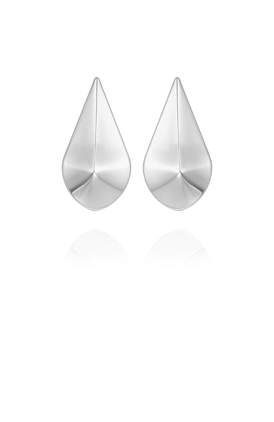 Vince Camuto Chic Sculptural Dome Drop Earrings Silver Tone