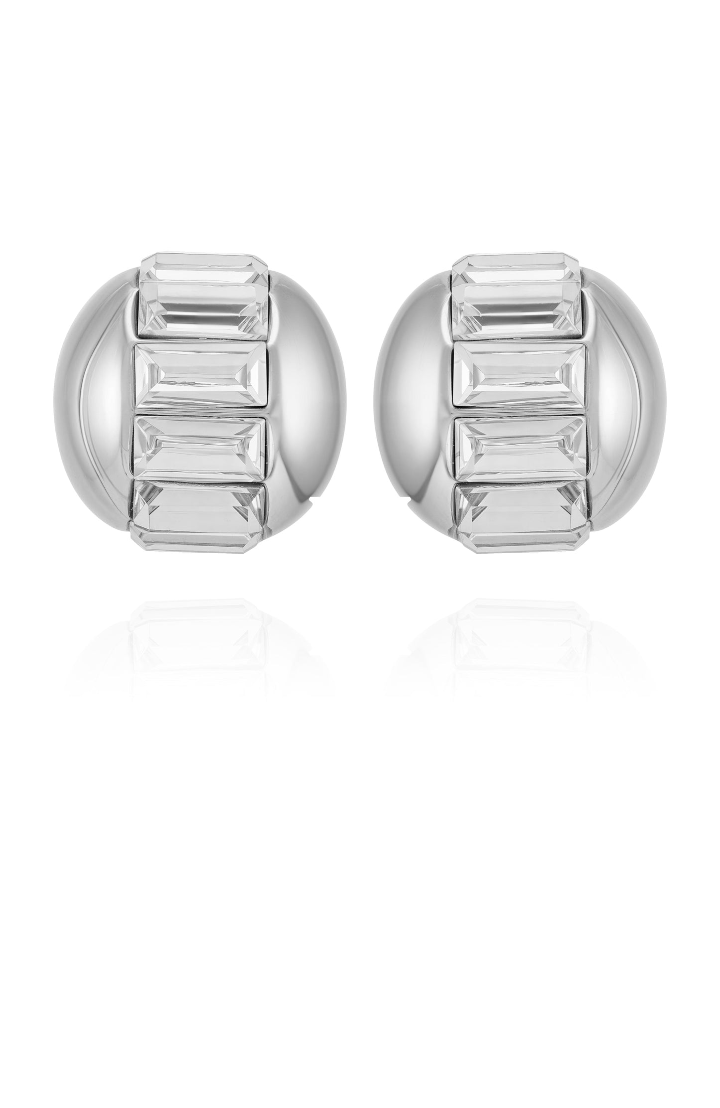 Vince Camuto Baguette Crystal Stud Earrings Silver Tone