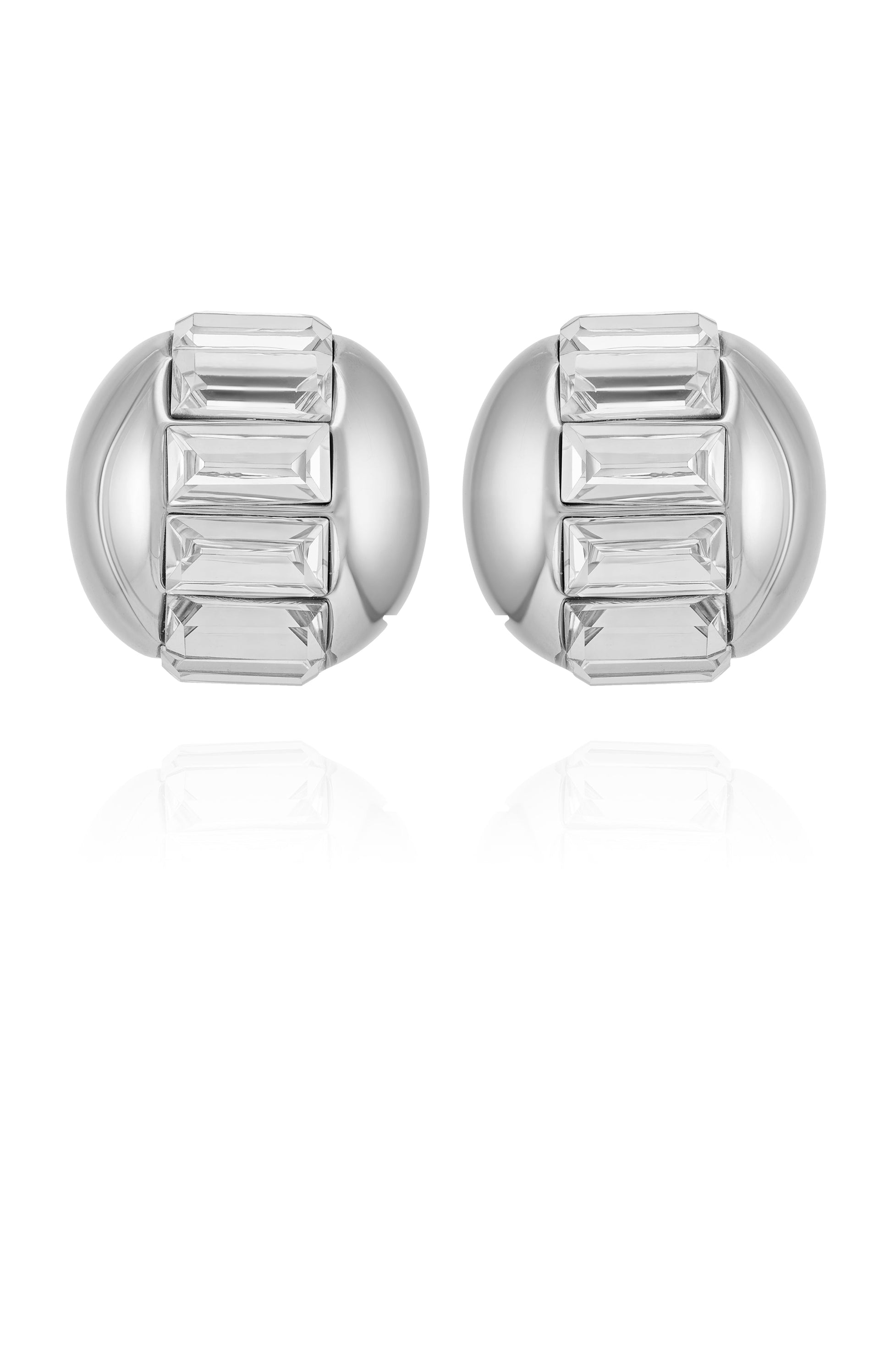 Vince Camuto Baguette Crystal Stud Earrings Silver Tone
