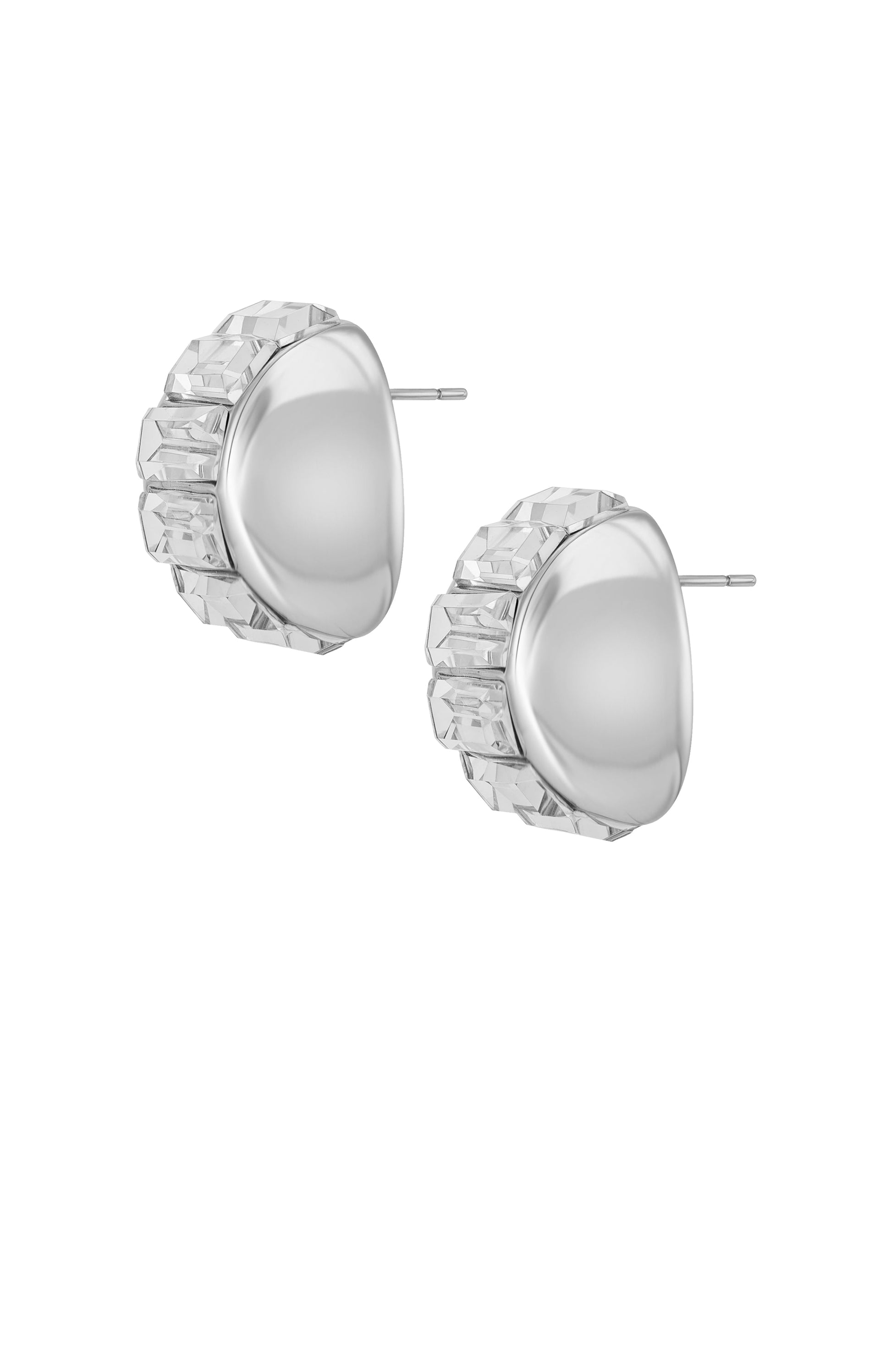 Vince Camuto Baguette Crystal Stud Earrings Silver Tone