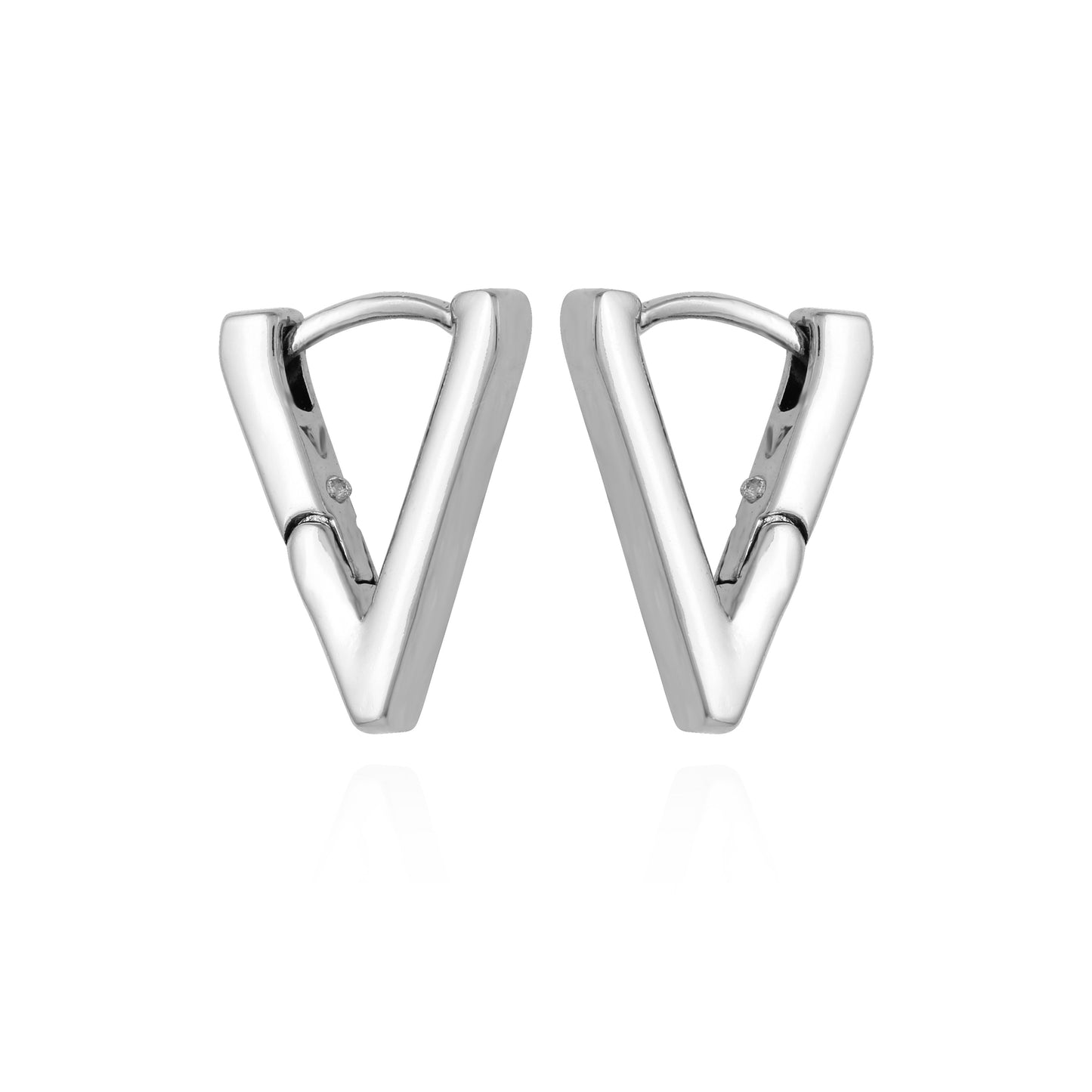 Vince Camuto V-Hinge Huggie Earrings Silver Tone