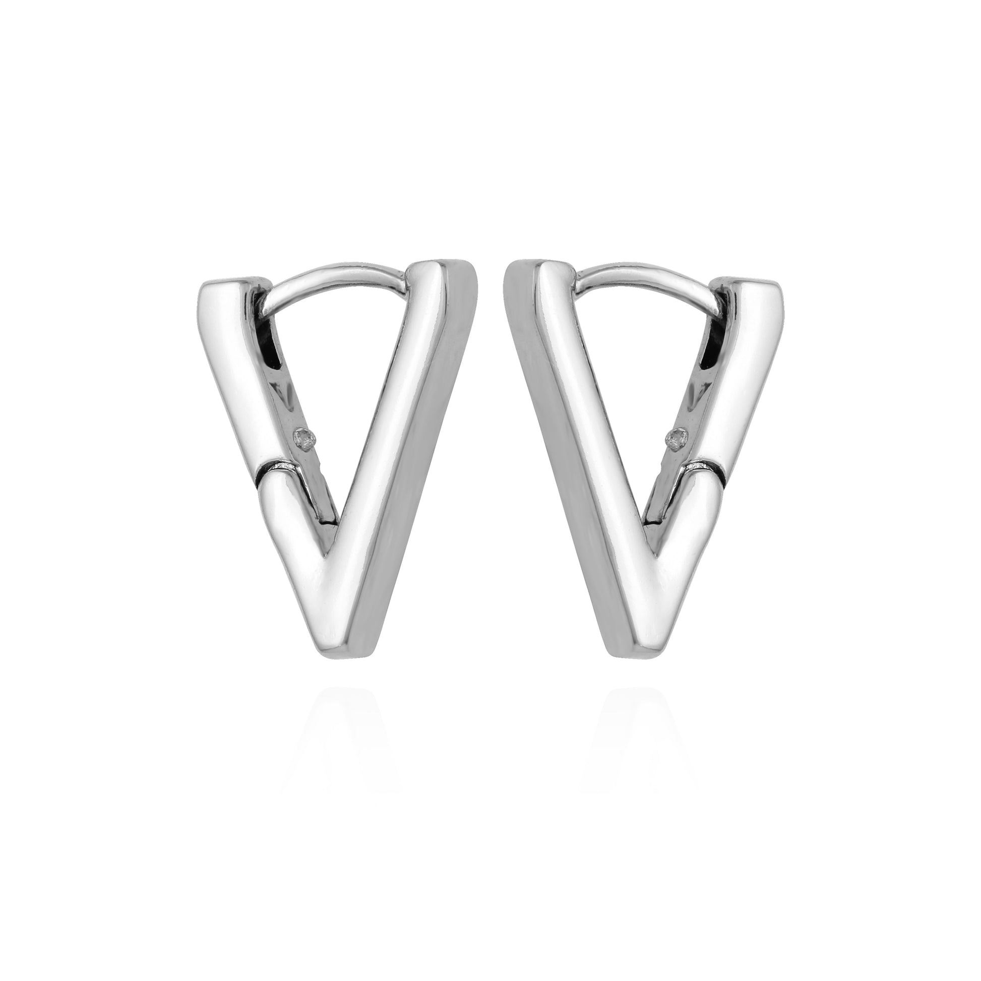 Vince Camuto V-Hinge Huggie Earrings Silver Tone