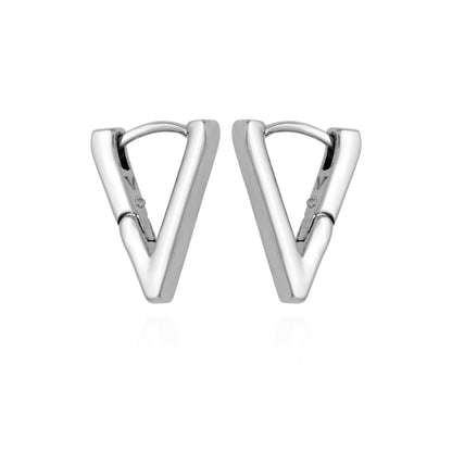 Vince Camuto V-Hinge Huggie Earrings Silver Tone