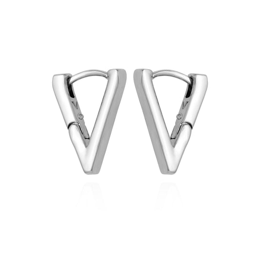 Vince Camuto V-Hinge Huggie Earrings Silver Tone