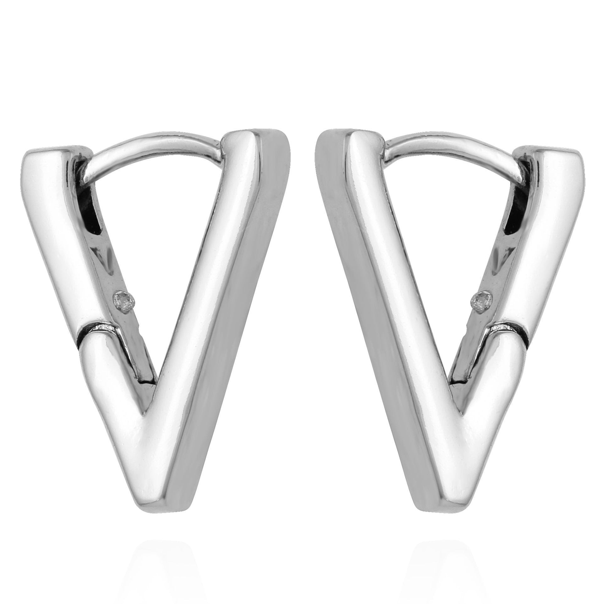 Vince Camuto V-Hinge Huggie Earrings Silver Tone