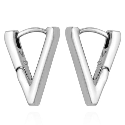 Vince Camuto V-Hinge Huggie Earrings Silver Tone