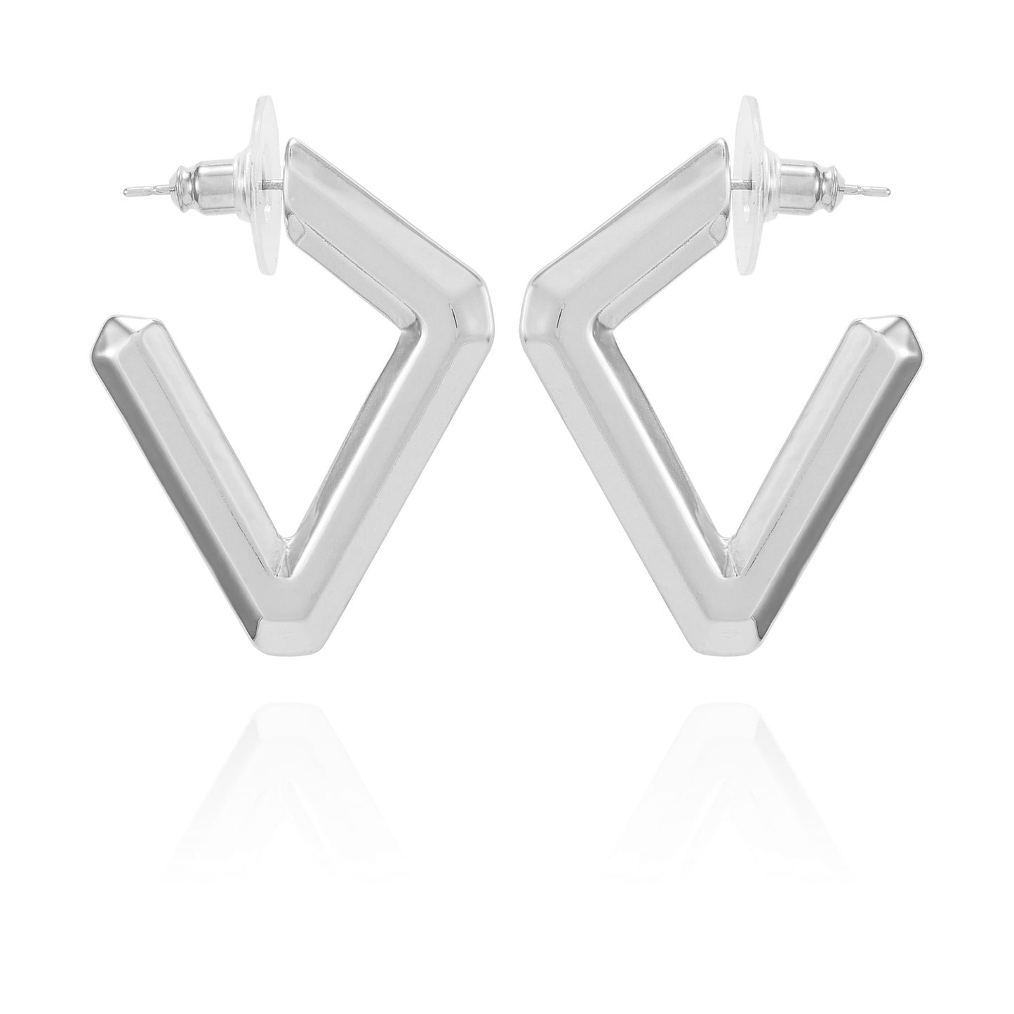Vince Camuto Diamond Shaped Hoop Earrings Silver Tone