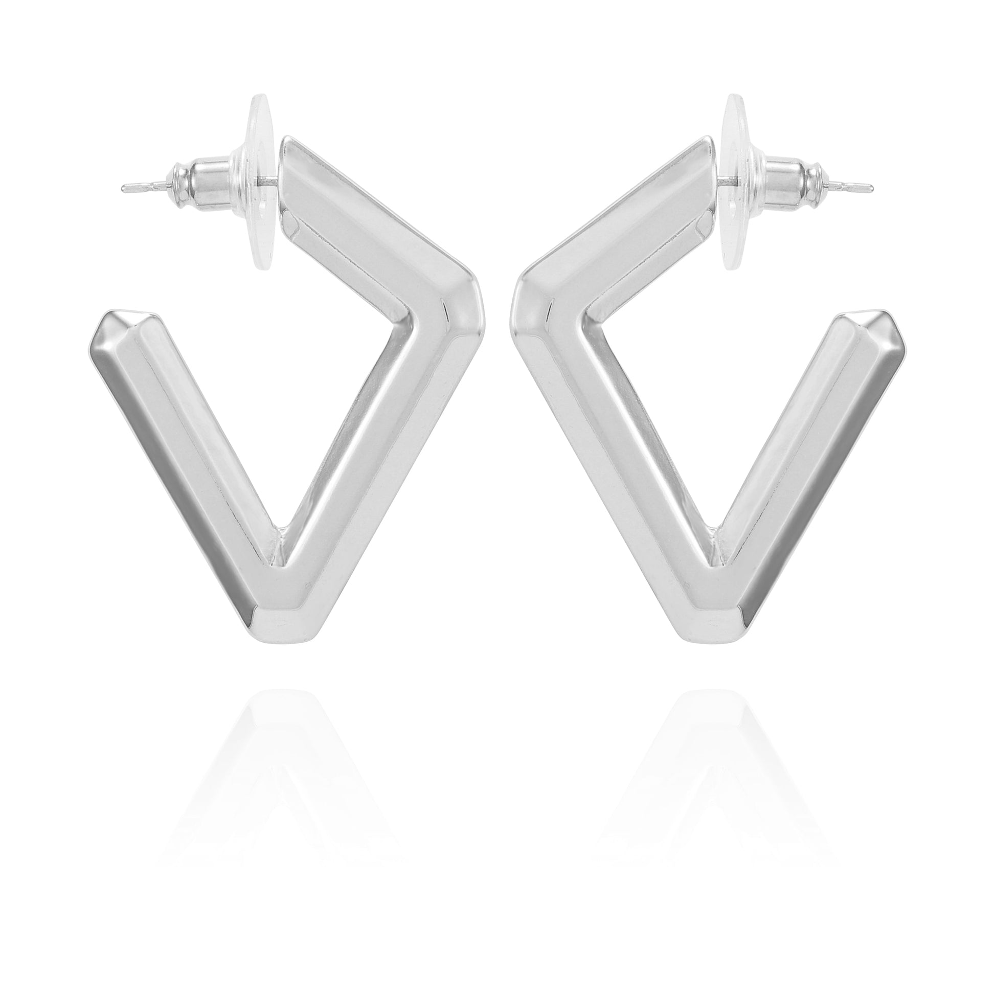 Vince Camuto Diamond Shaped Hoop Earrings Silver Tone